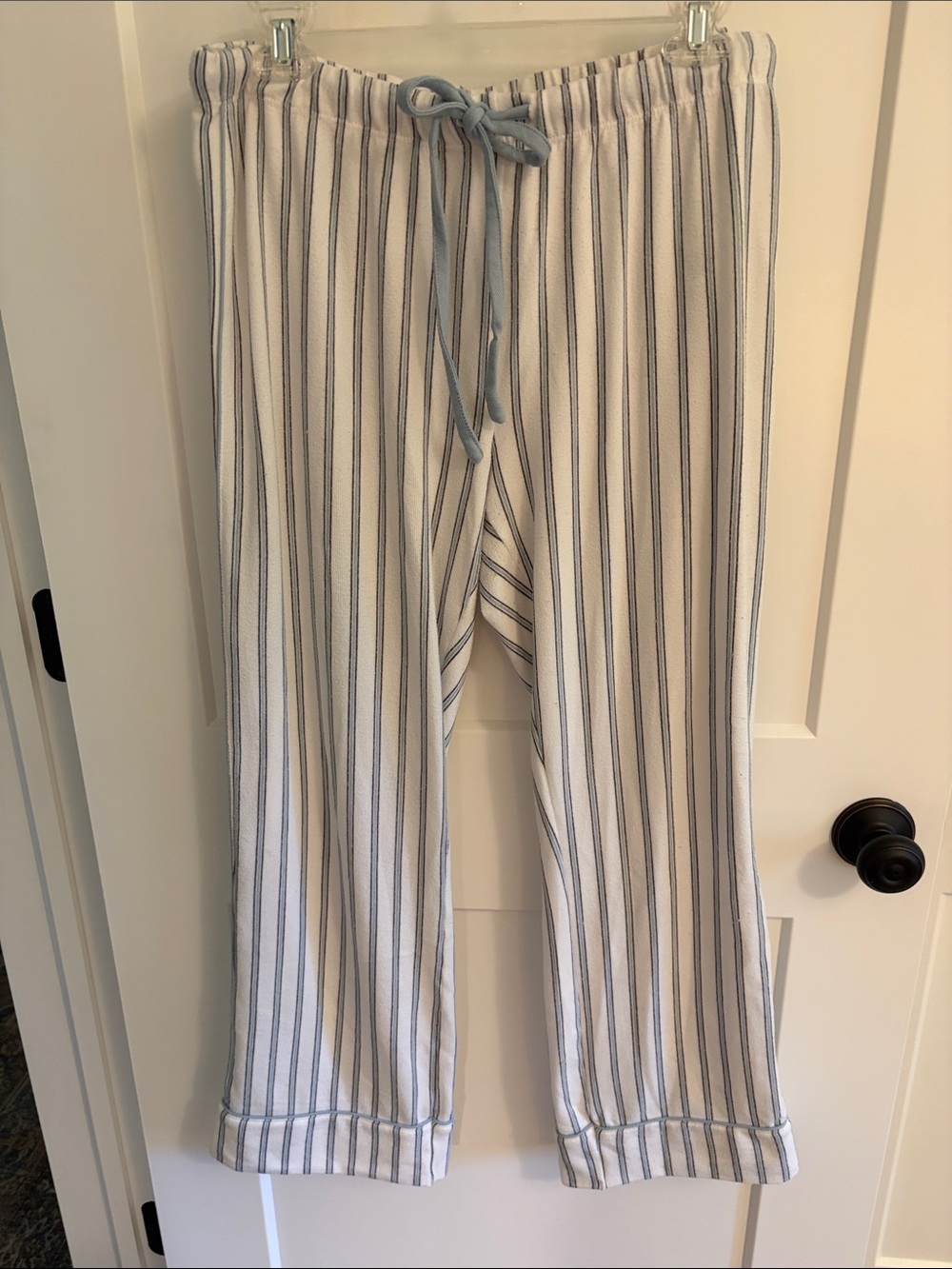 Splendid Striped Drawstring Lounge Pants - White and Light Blue